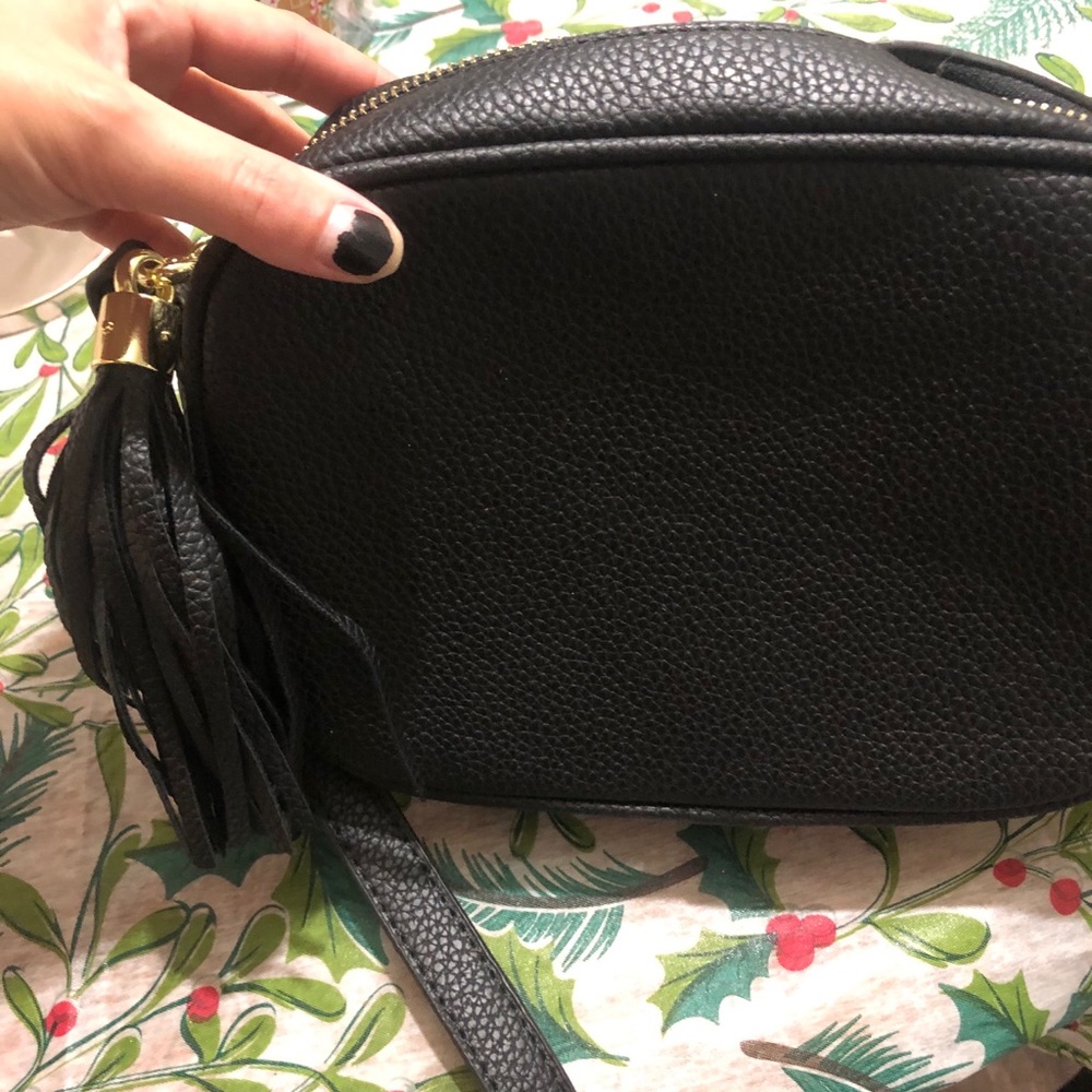 Black leather bag